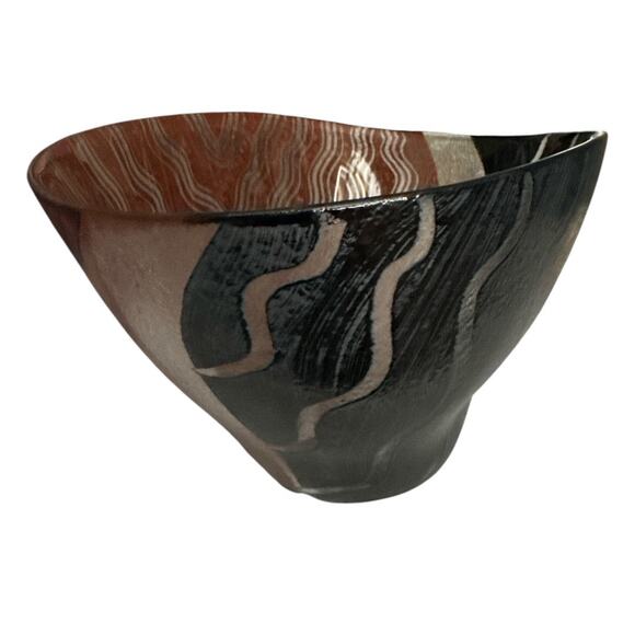 Posts Boda Sweden Tonga Hand Painted Art Glass Bowl - Picture 6 of 10